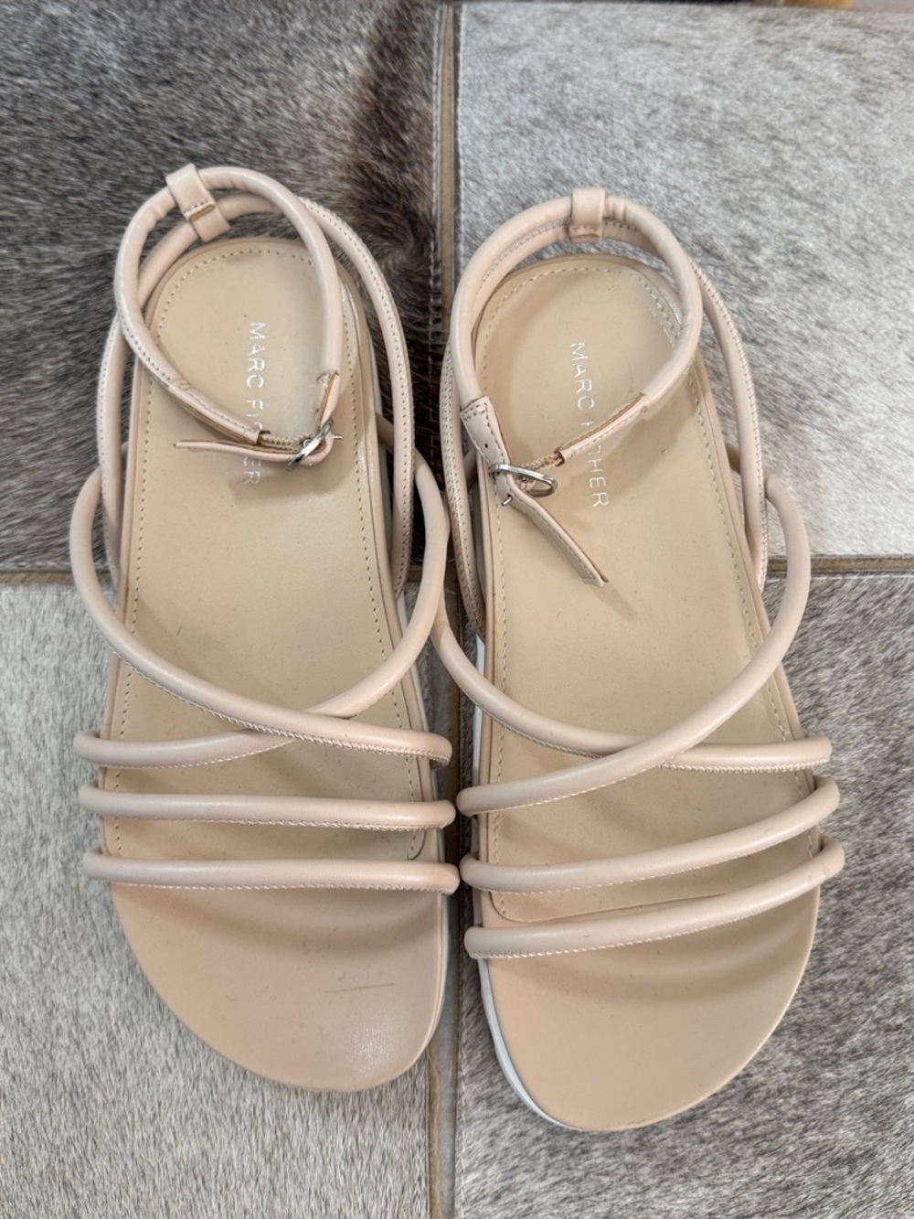 Marc Fisher Nude Multi-Strap Slingback Sandals